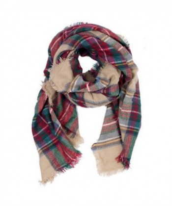 Women's plaid blanket scarf Winter Fashion Soft Warm Oversized Wrap Shawl - 01-brown Red - CM1887NTI5X