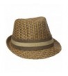 Henschel Men's Paper Straw Fedora with Two Tone Band - Brown - CM17YR8GRR4