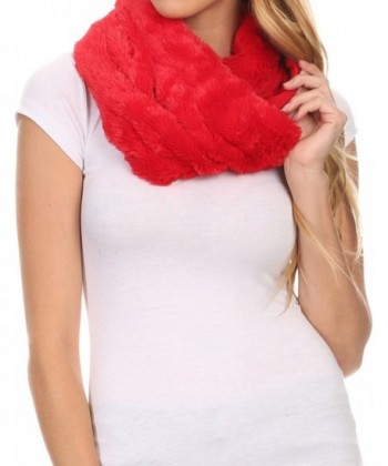 Sakkas Esla Long Wide Wrap Around Fuzzy Furry Fur Soft Comfortable Infinity Scarf - Red - CX12HHVJ8CR