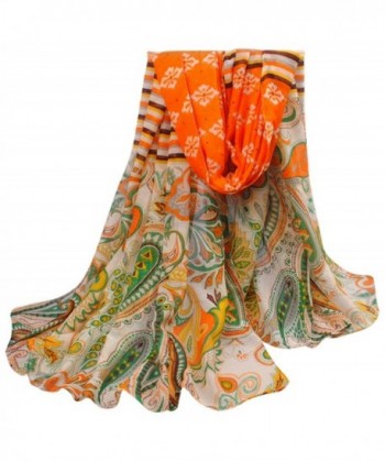 Multi Color Hovsgol Design Voile Pashmina Shawl Scarf Wrap Stole CJ Apparel NEW - Orange & Green - CO11QFD5VZ7