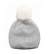 MIRMARU Women's Premium Wool Blend Faux Pom Pom Beanie Hat With Plush Lining. - Grey - CO18692G7WN