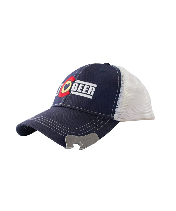 I Love Colorado Beer Trucker Hat with Bottle Opener - Blue - CC120WPX05V