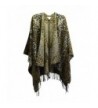 Women's Ruana Wrap Fringed Shawl Open Front Poncho- Chevron and Leopard - Leopard - CX12N81U3OU