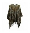 Womens Ruana Fringed Poncho Leopard