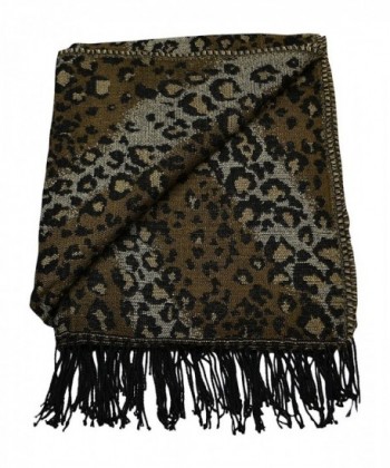 Womens Ruana Fringed Poncho Leopard in Wraps & Pashminas