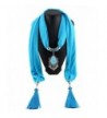 Long Resin Little Rhinestone Pendant Shawl Scarf Necklace - Light Blue - CT12OHAGX8J