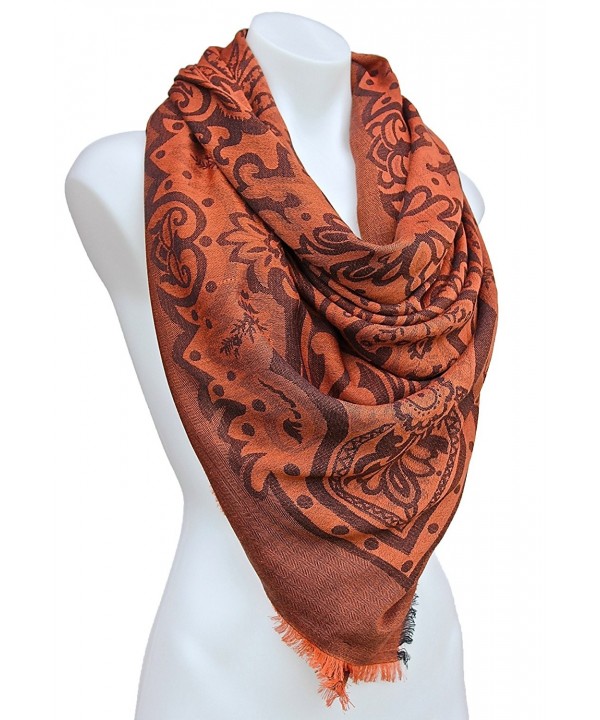 Terra Nomad Women's Silky Pashmina Scarf Shoulder Wrap Shawl - Pumpkin - C2129E1SEKP