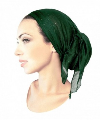 ShariRose Soft Lightweight Pre-Tied Head-Scarf tichel Weightless Collection! - Forest Green Gold Long - CY180UR3NIS