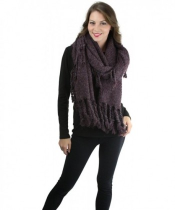 ToBeInStyle Women's Chunky Oversized Tasseled Blanket Scarf - Purple - CY12NUJUN7M