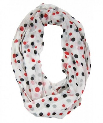 Amtal Women Red Black White Polka Dot Chiffon Soft Casual Infinity Scarf - CW11F7SLUDN