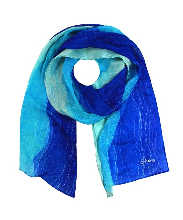 Echo 100% Silk Sandy Shore Fashion Scarf Blue Wave - CL18256RQZC