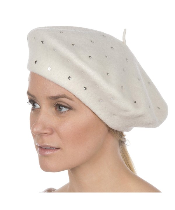 Sakkas Juliette Wool Slouch Beret - White - CH11MCFLDY5