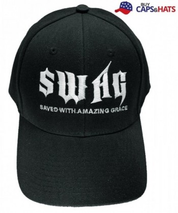 Christian Hat SWAG Saved With Amazing Grace Black Cap and Bumper Sticker - C511V2O37OB