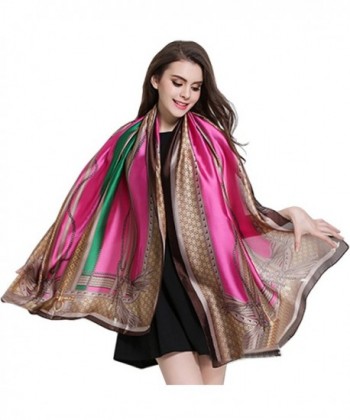 K-ELewon Silk Scarf Fashion Scarves Long Lightweight Sunscreen Shawls for Women - Rose Red - C8183D9QAH2