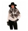 Women's Large Oversized Winter Big Square Tartan Plaid Blanket Wrap- Shawl- Scarf - Burgundy & White - C8187DWYNWW