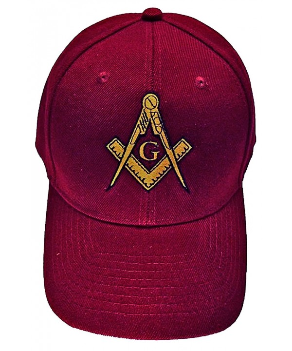 Mason Hat Maroon Embroidered Masonic Lodge Baseball Cap - CF11DJ3BJP7