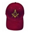 Mason Hat Maroon Embroidered Masonic Lodge Baseball Cap - CF11DJ3BJP7