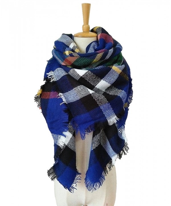 WINCAN Soft Warm Tartan Plaid Scarf Shawl Cape Blanket Scarves Fashion Wrap - Royalblue - C912NH4FTKY