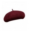 Luxspire Women's Soft Woolen Solid Color Beret Cap Winter Warm Hat - Wine Red - C6188NXAC7Y