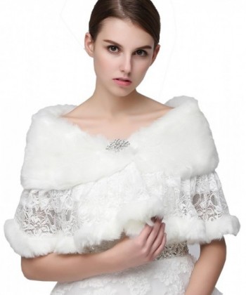 Clearbridal Curve Faux Fur Shawl Wrap Stole Cape for Women C17011 - Ivory - C211U6I514D