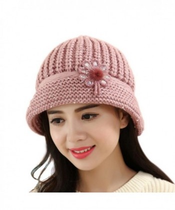 Saingace Women Winter Hat- Fashion Lady Warm Beanies Crochet Knitted Flower Cap - Purple - CR12O5576MV