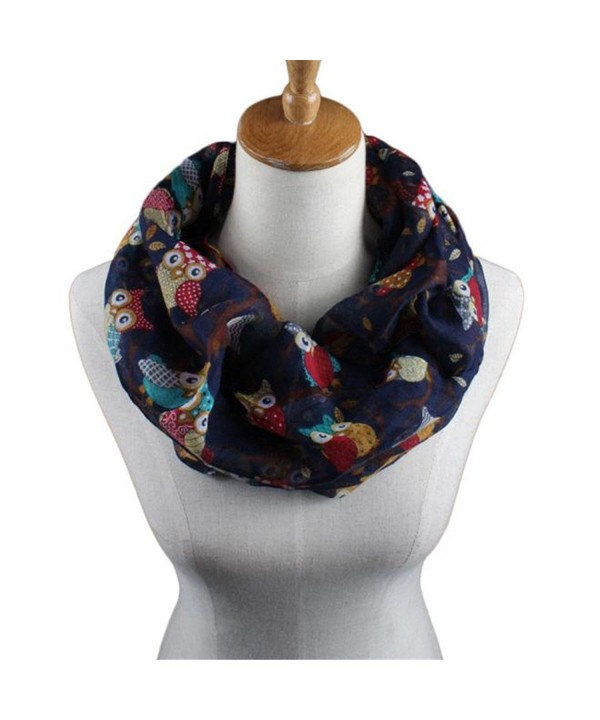 Elegant Scarves for Women- WuyiMC Women Ladies Owl Pattern Print Scarf Warm Wrap Shawl - Dark Blue - C3188NCZ4IT