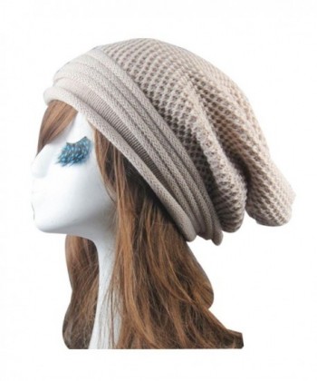 YANG-YI Hats for women- Knit Winter Warm Women Hip-Hop Beanie Hat Baggy Unisex Ski Cap - Beige - CG1886W3R8U