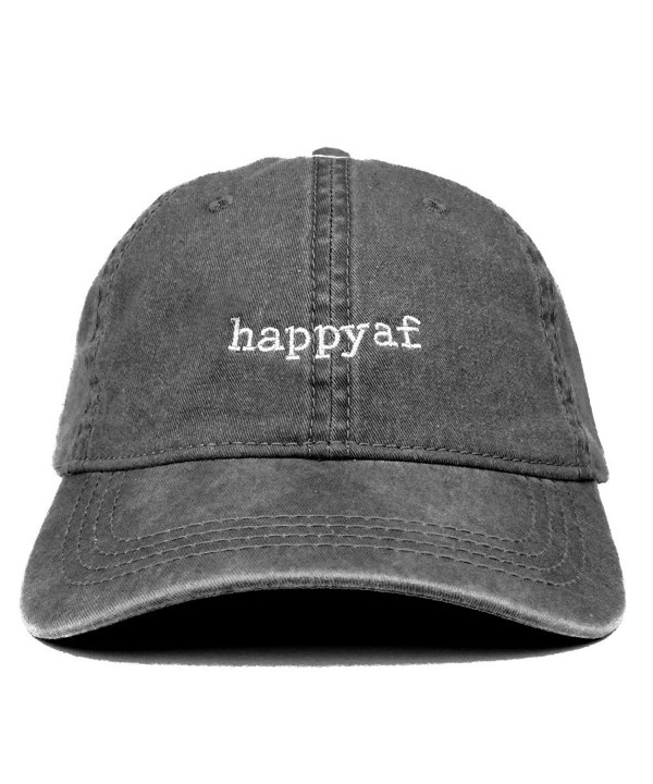 Trendy Apparel Shop Happyaf Embroidered Pigment Dyed Washed Cotton Cap - Black - CK12KIK6JXZ