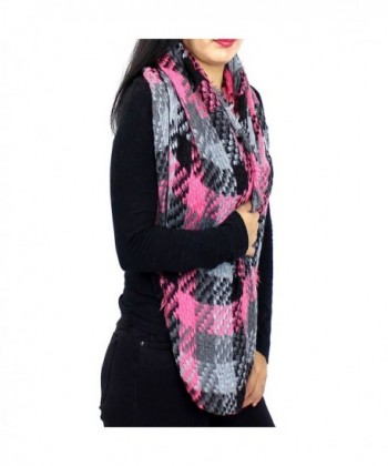 Basketweave Fringed Infinity Scarf Pink in Fashion Scarves