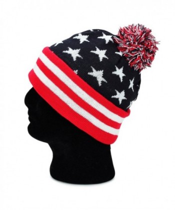 Beanie Winter Knit American Flag in Men's Skullies & Beanies