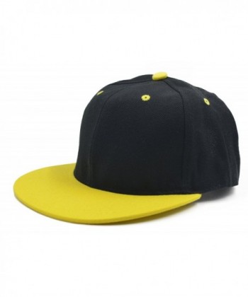 Melesh Adjustable Snapback Baseball Hat - Black/yellow - CO182IKOKLX