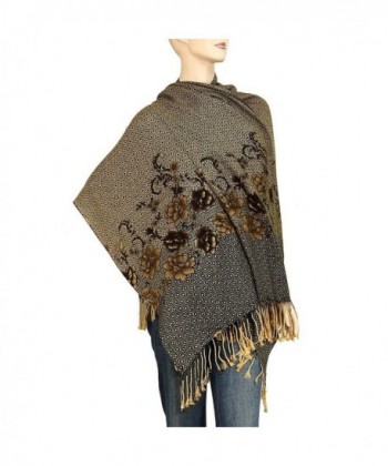 Falari Women's Pashmina Style Shawl Wrap Scarf 78" x 26" - Brown (Flower) - CO128HILAZB