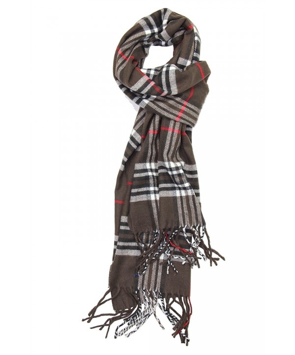 Achillea Scottish Tartan Plaid Cashmere Feel Winter Warm Scarf Unisex - Brown Plaid - C5186A9H3WX