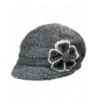 Dahlia Women's Chic Flower Wool Blend Newsboy Hat - Dual Layer - Chic Flower Gray - CS11GCG681X