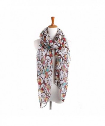 Franterd Women Ladies Owl Print Long Scarf Warm Wrap Shawl - White - C912BYH6YXL