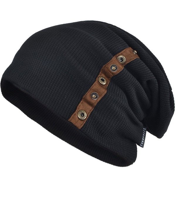 Chic Mens Slouchy Loose Beanie Cotton Skull Cap Winter Hat B020 - Black - CF11ROX3W0N