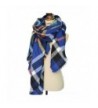 Women's Cozy Tartan Scarf Wrap Shawl Neck Stole Warm Plaid Checked Pashmina - Blue - C6126MSZVQ3