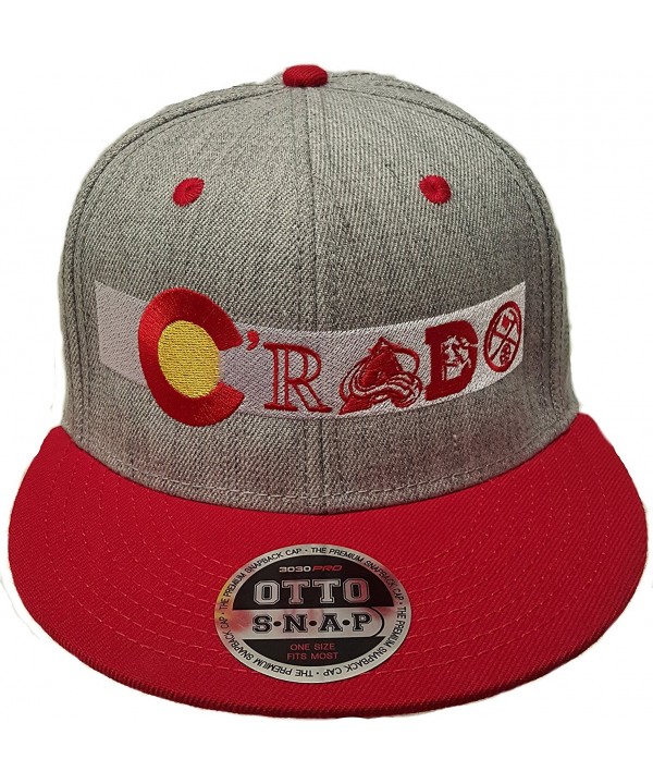 Colorado Flag Snap Back Flat Bill Hat. Crado Hat. Colorado Flag With Sports Teams - Heather/Red - CJ12LP17UC5