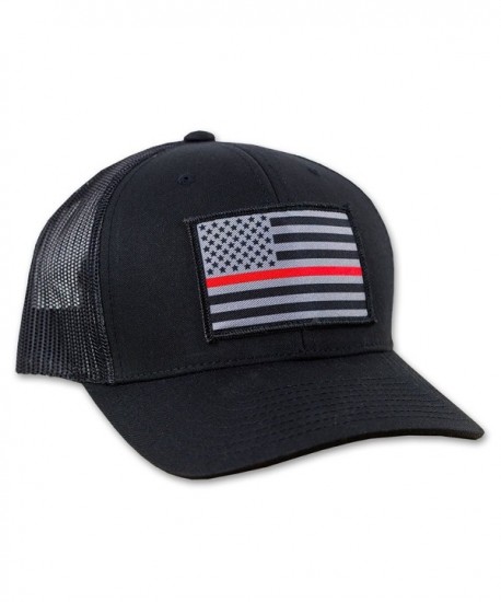 Thin Red Line American Flag Flexfit Hat - Mesh Snapback Trucker Style - CJ12FWSH01X