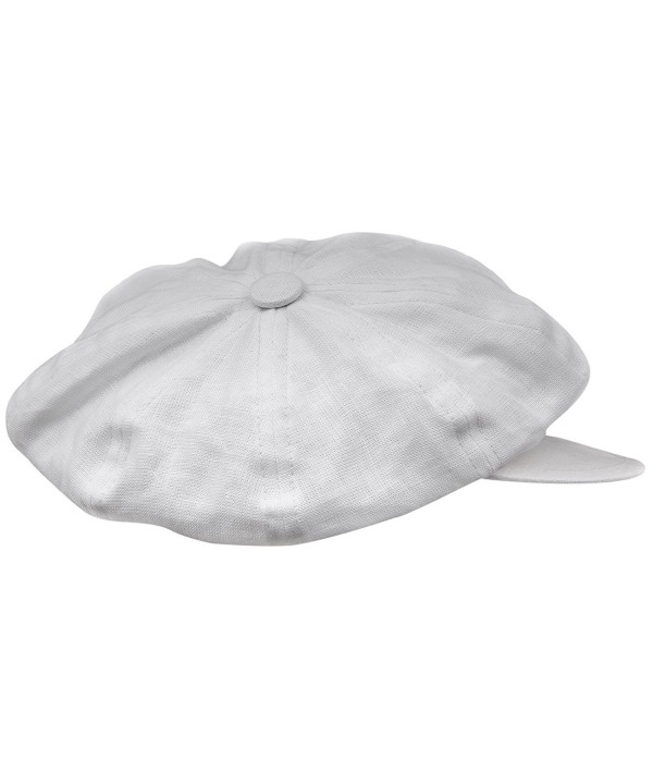 Sterkowski Summer 8 Quarters Newsboy Linen Cloth Cap - White - C511N1HWIFL