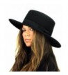 NYFASHION101 Wool Wide Brim Porkpie Fedora Hat w/ Simple Band Accent - Black - C912D022SKB