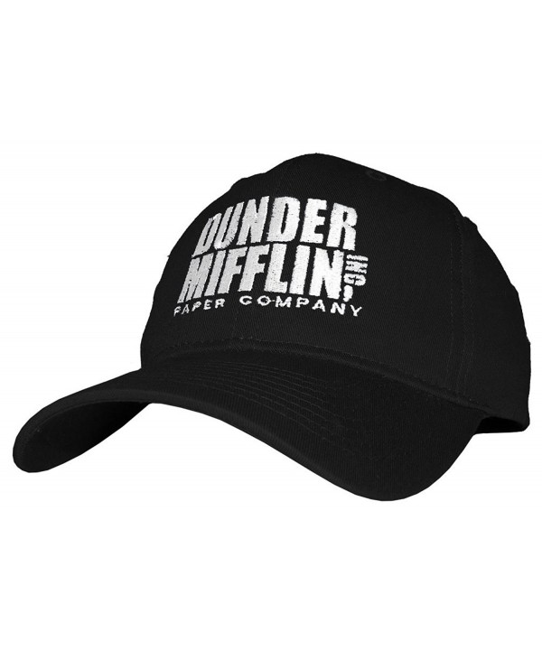 DUNDER MIFFLIN PAPER COMPANY INC - Embroidered Cotton Twill Baseball Cap Hat - Black - C717YDAEKXS