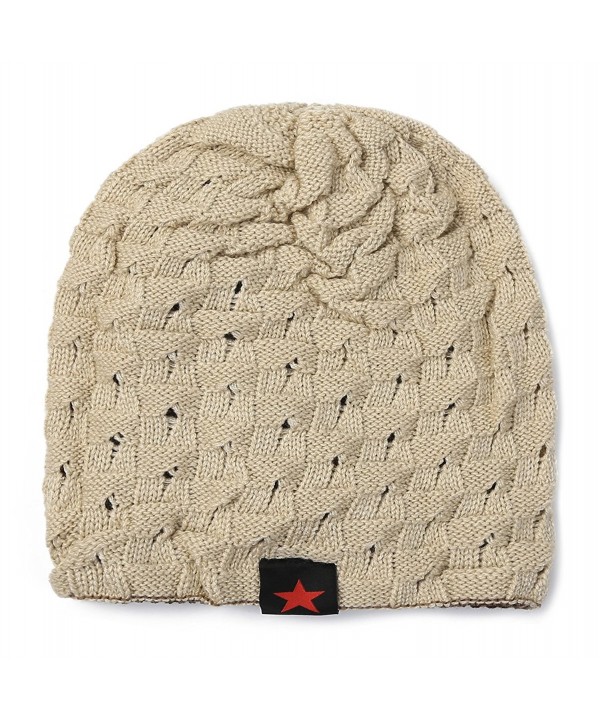 FADA Winter Knitting Slouchy Hat Outdoor - B-beige - C81888RWOY2