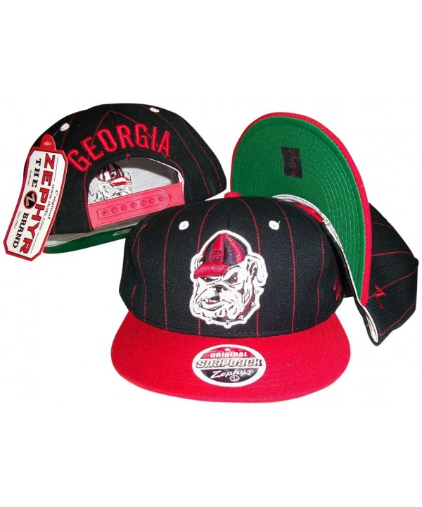 Georgia Bulldogs Pinstripe Black/Red Adjustable Snapback Hat / Cap - CQ115TX0KTB