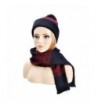 ZLYC Womens Teens Winter Warm Pompom Beanie Hat Skull Cap and Scarf Set - Navy - CD12MNQV0R7