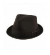 Men's Summer Lightweight Linen Derby Fedora Upturn Curl Brim Hat - Black - CE12ER21A3X