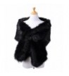 Telamee Womens 2017 Bridal Cape Wedding Wrap Scarves Winter Faux Fur Shawl Stole - B Black - C8187NSODOS