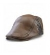 PU Leather Beret Hat Casquette Flat Visor Newsboy Cap For Men - Light Coffee - C3187MW3YHG