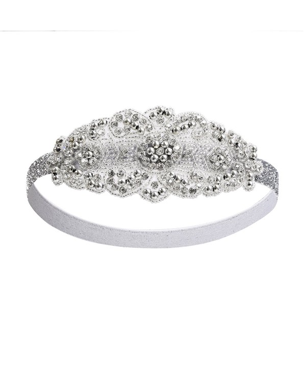 Kayamiya Women's 1920s Handmade Gatsby Headband Art Deco Inspired Flapper Bridal Headpiece Silver - CW17YRHWMKI