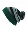 THE HAT DEPOT Winter Striped Cuffed Pom Pom Knit Soft Thick Beanie Skully Hat - Green-black - C012N42CTM3